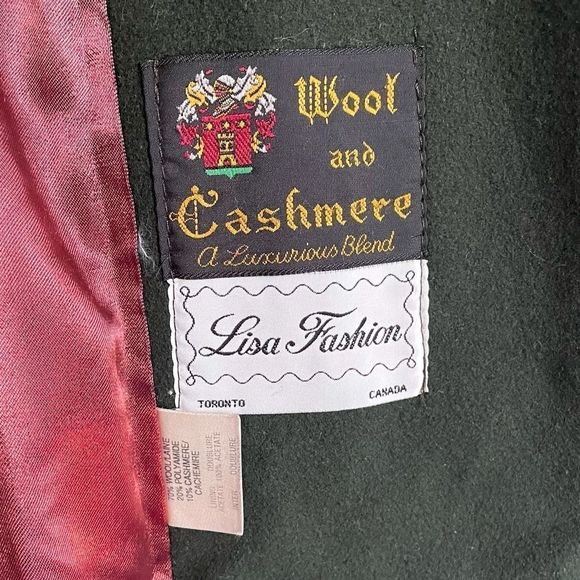 LISA FASHION Of Toronto Vintage Wool Cashmere Oversized Winter Coat Green XL - Picture 8 of 9